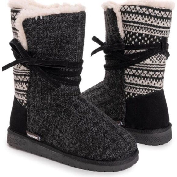 Muk Luks Black Dark Gray Clementine Boot, New w Tags, SZ 9 - Picture 1 of 5